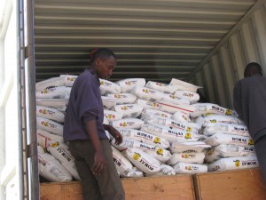 Bags of rice and other supplies