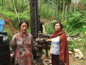 After hours of drilling merely a trickle of water flowed from beneath the earth at the first site on Mokokchung Campus.