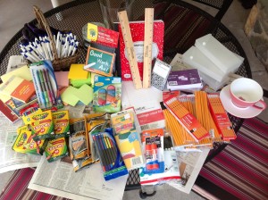 Portion of school supplies donated by ADK Members