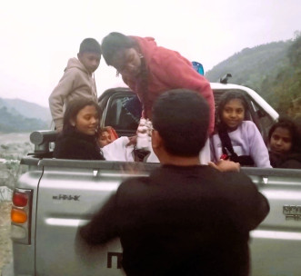 Loading the Mahindra for initial youth excursion